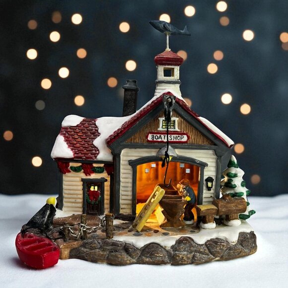 Santa's Workbench Salty Dog Boat Cabin Lighted Christmas Village Cabin 1999 - Picture 1 of 12